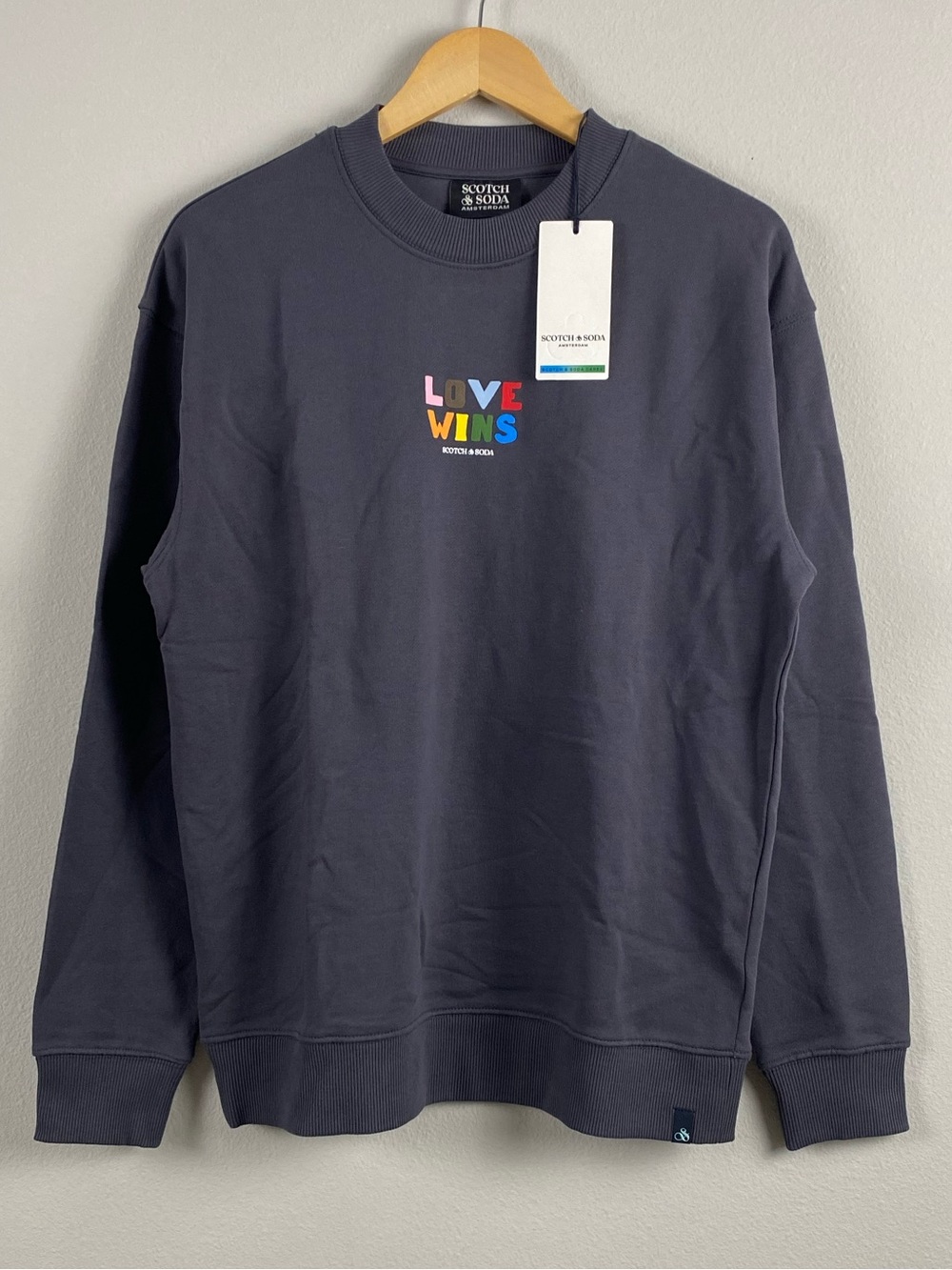 Scotch & Soda Unisex Pride Love Wins Organic Cotton Long Sleeve Crewneck Sweater